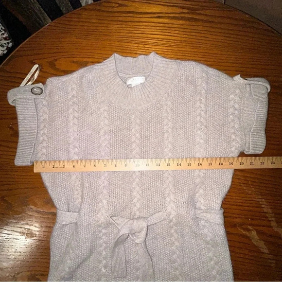 Kenar Sweater Size Small 100% Cashmere Cable Knit Short Sleeves Belted Tan - Picture 8 of 9